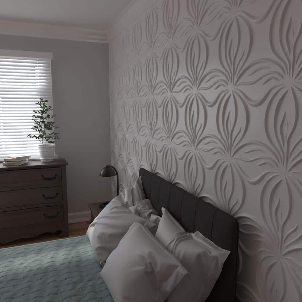 White Textured 3D PVC Wall Panels, 19.63" x 19.63", 50-Pack