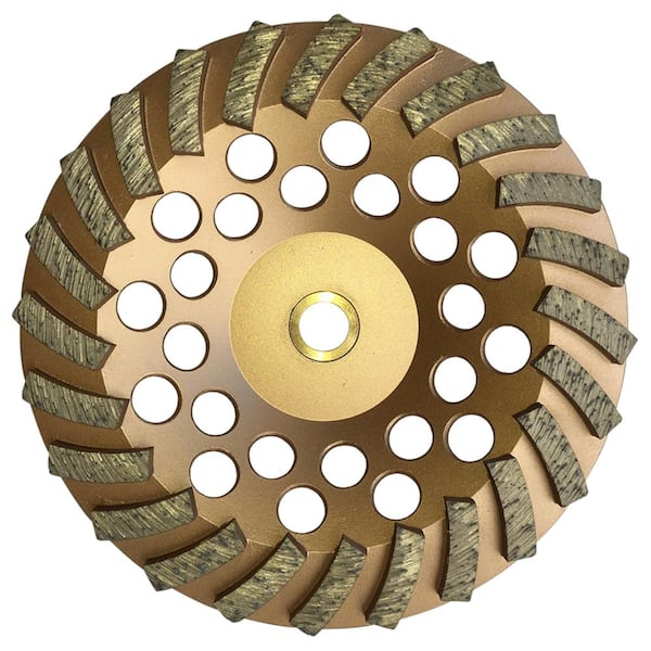 7” Spiral Turbo Concrete Diamond Grinding Cup Wheel 12 Segs 7/8"-5/8” Arbor 