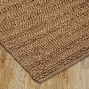 Beige 7 ft. 9 in. x 9 ft. 9 in. Area Rug Transitional Braided Organic Jute Handmade LR03302