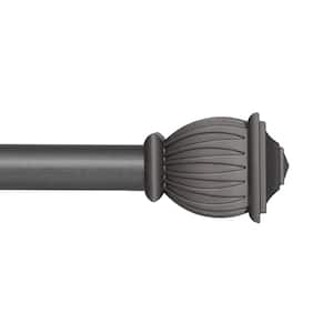 Benji 28 in. - 48 in. Adjustable Single Curtain Rod 5/8 in. Diameter in Pewter Gray with Soft Square