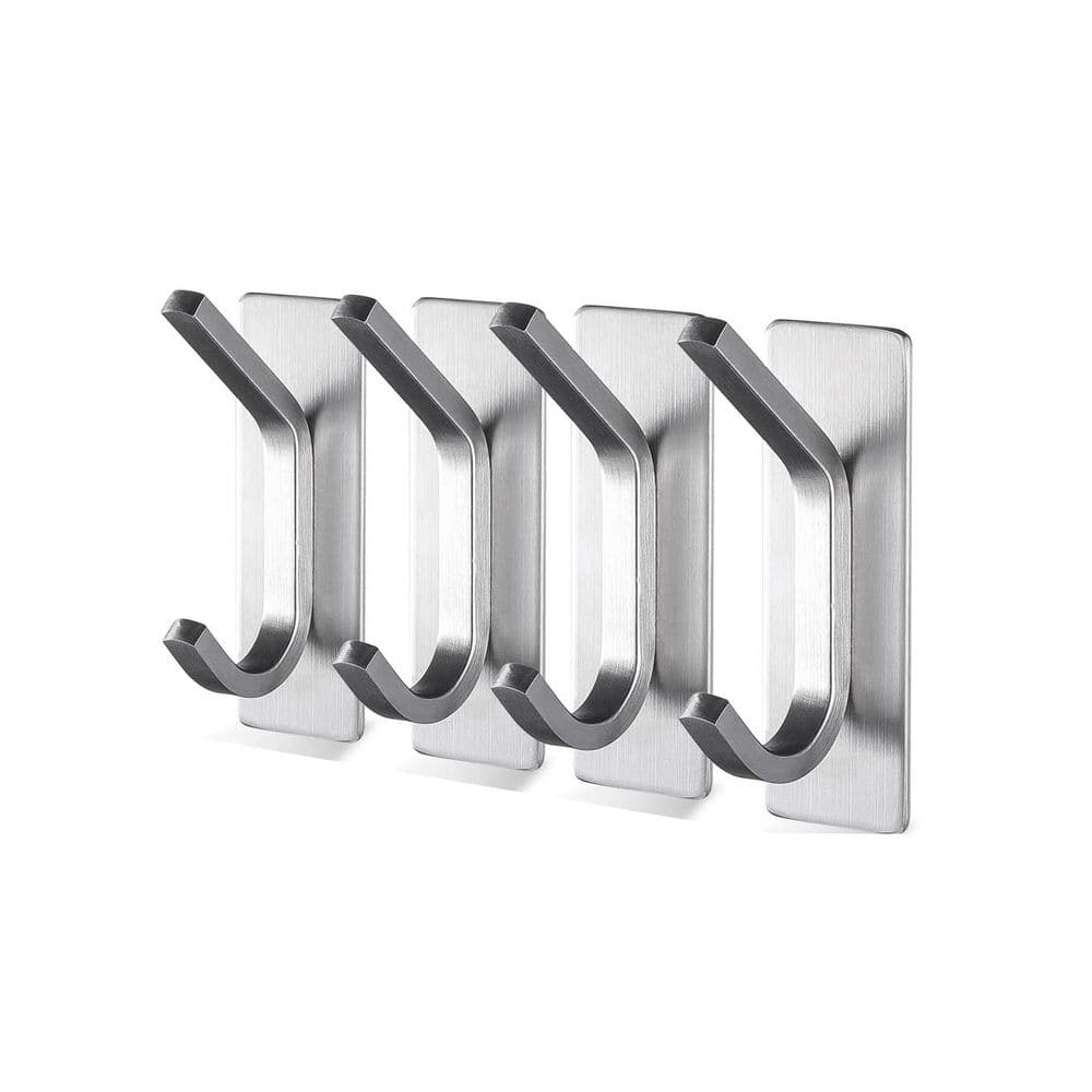 Stainless Steel Self Adhesive J-Hook Robe/Towel Hooks for Home, Bathroom in