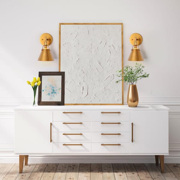 Vintage Brushed Gold Vanity Light, 1-Light Modern Bathroom Sconce with Bell Shade Traditional Wall Light for Living Room