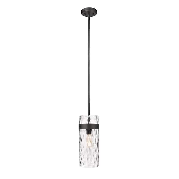 Unbranded Fontaine 5.5 in. 1-Light Pendant Matte Black with Clear Glass Shade