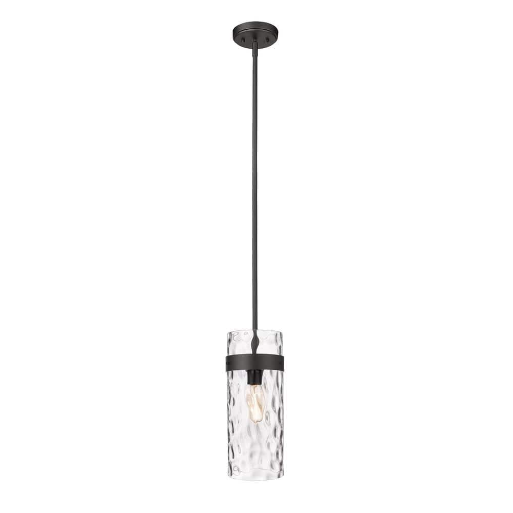 Fontaine Matte Black and Glass Indoor/Outdoor Pendant Light