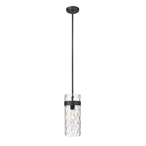 Fontaine 5.5 in. 1-Light Pendant Matte Black with Clear Glass Shade