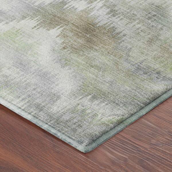 Mayfield Premium Machine Washable Abstract AMF2258 Aloe 2 ft. x 3 ft. Accent Rug
