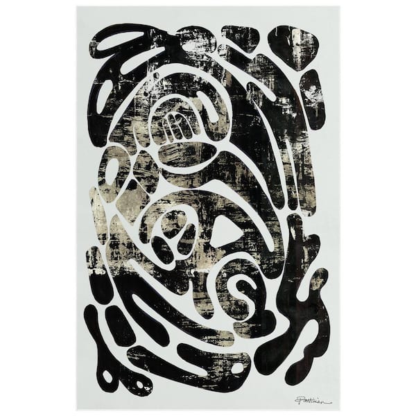 Empire Art Direct Black 5 ft. x 8 ft. Ethereal Abstractions I Washable Abstract Art Area Rug