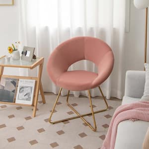 Pink Modern Velvet Accent Arm Chair Upholstered Vanity Leisure Chair with Metal Legs Set of 1
