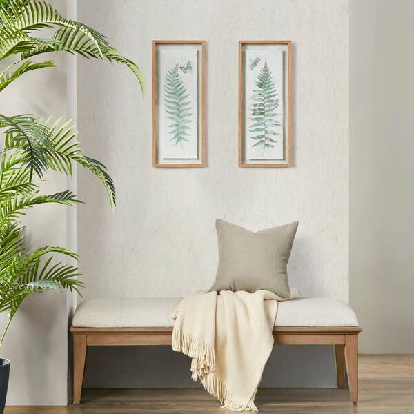 Dimensional Fern 2-Piece Natural Wood Framed Glass Wall Art