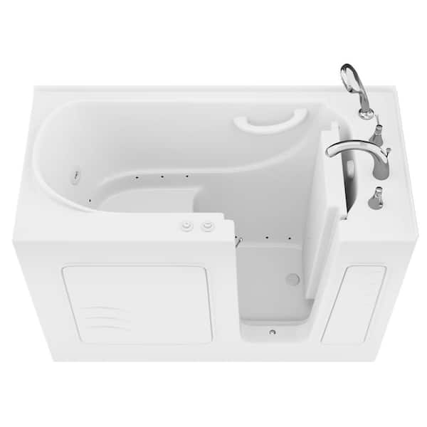 Universal Tubs Builder's Series 26 in. L x 53 in. W Right Side Drain Combination Jetted Bathtub in White with Fast Filling Faucet Set