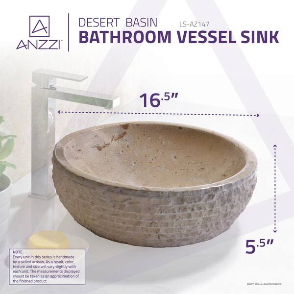 Desert Basin Vessel Sink in Classic Cream Marble Desert Basin Vessel Sink in Classic Cream Marble