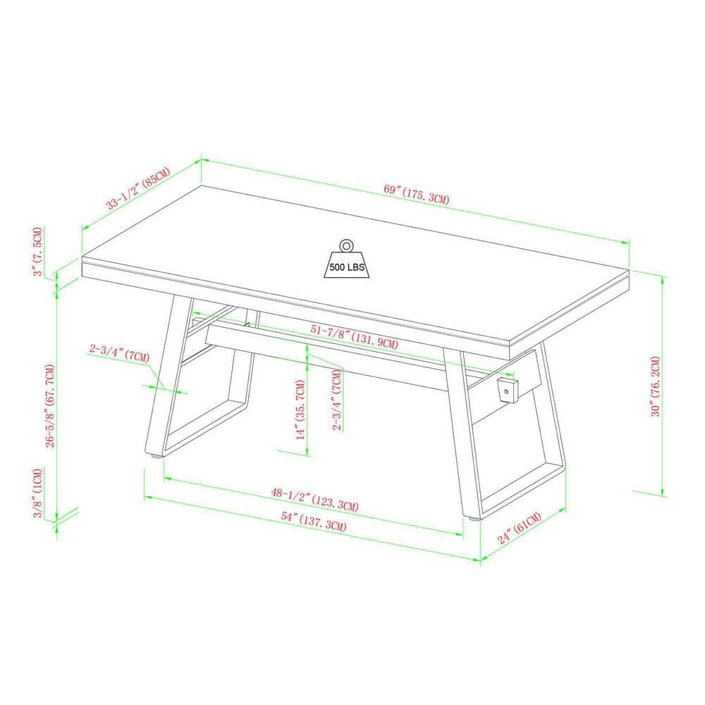 Light Oak Industrial Metal and Wood 72" Dining Table
