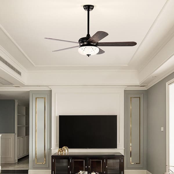 4.3 ft. Indoor Metal 120-Volt 180 RPM Retro Ceiling Fan with Remote Control 3 Wind Speeds & 5 Reversible Blades Black