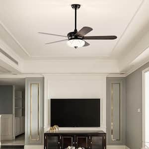 4.3 ft. Indoor Metal 120-Volt 180 RPM Retro Ceiling Fan with Remote Control 3 Wind Speeds & 5 Reversible Blades Black