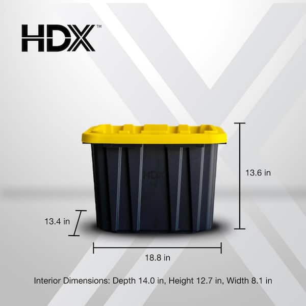 HDX 9 Gal. Tough Storage Tote in Black with Yellow Lid 999-9G-HDX