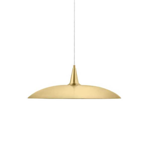 Hampton Bay Shamley 3-Light Polished Brass Pendant Light Fixture with Metal Dome Shade