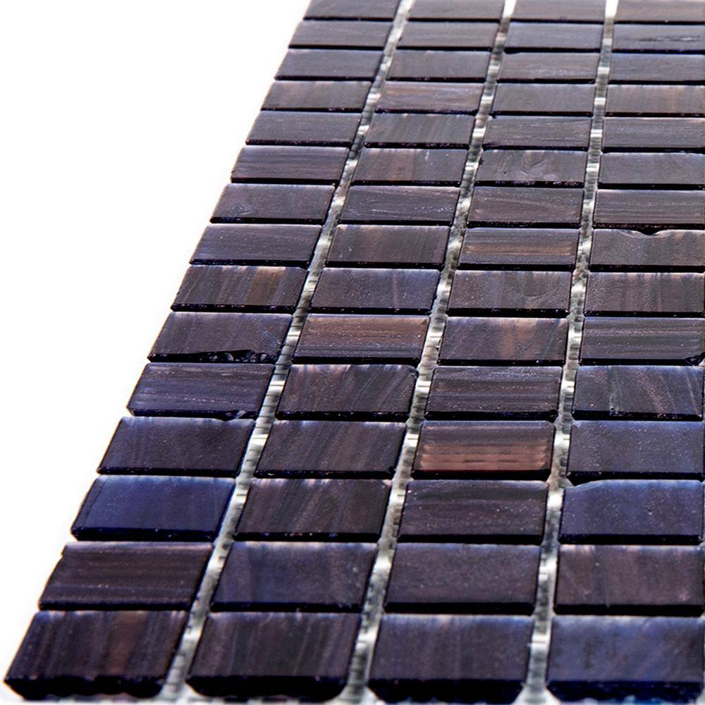 Celestial Deep Indigo Blue Iridescent Glass Mosaic Tile