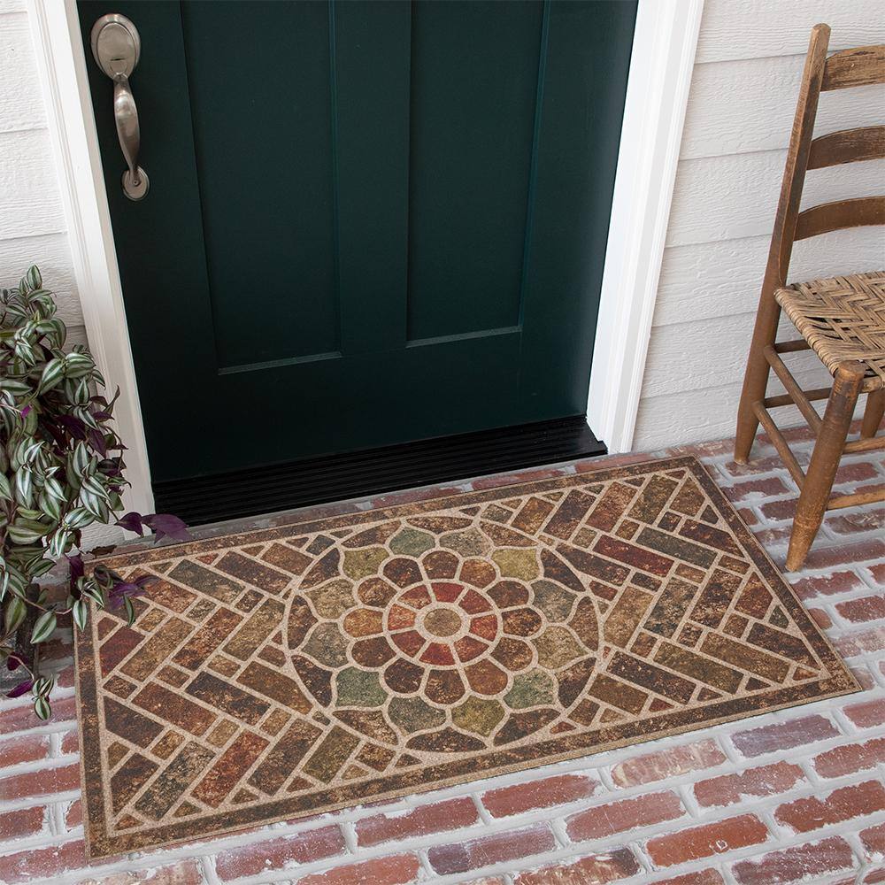 Ornamental Brick Multicolor Recycled Rubber Outdoor Door Mat