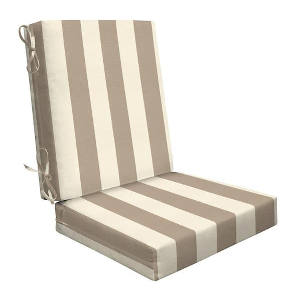 Outdoor Cabana Stripe Tan Highback Dining Chair Cushion