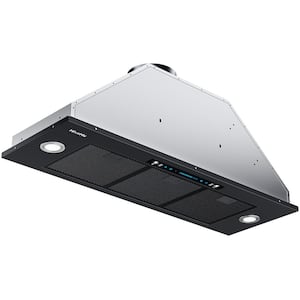 36 in. 600 CFM Convertible Insert Range Hood in Black Stainless Steel with Carbon Filters, LED Lights and Touch Control