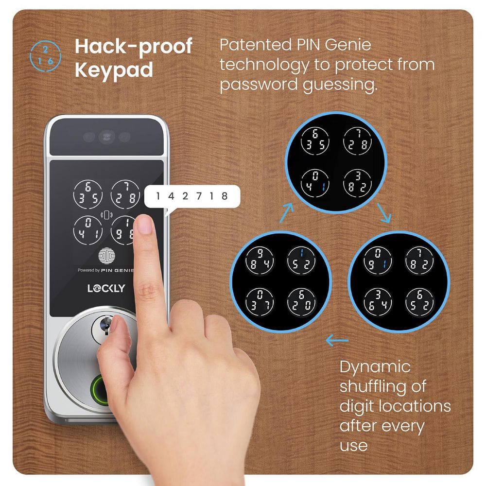 Satin Nickel Wi-Fi Smart Lock with Facial Recognition and Keypad
