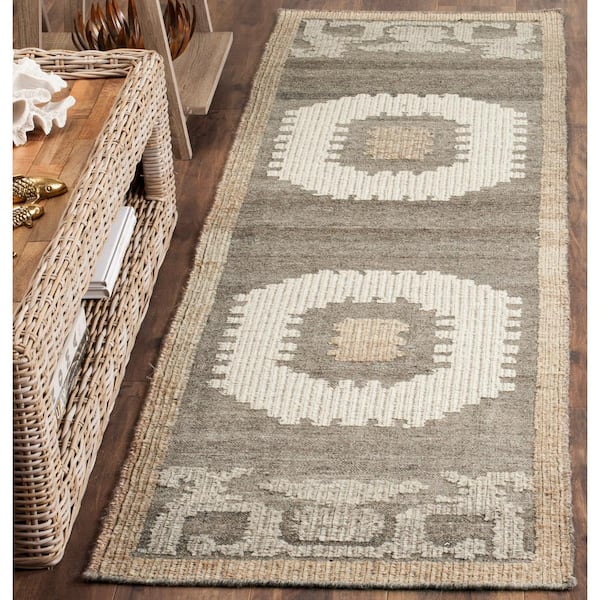 Kenya Ivory/Brown 2 ft. x 8 ft. Border Runner Rug