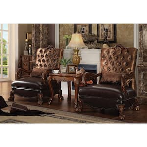 Amelia 48 in. Golden Brown Velvet Arm Chair with Tufted Cushions