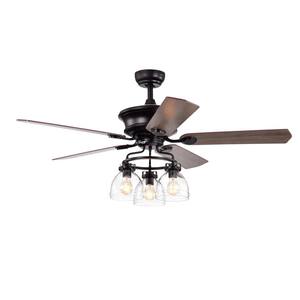 52 in. Reversible Blades Indoor Black Ceiling Fan with Lights Remote Control Included E26 Bulbs for Bedroom Living Room