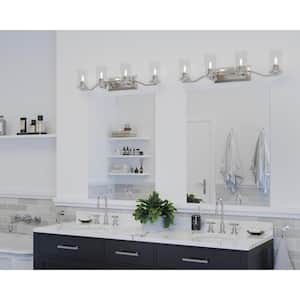 Lassiter Collection 4-Light Brushed Nickel Clear Glass Modern Bath Vanity Light