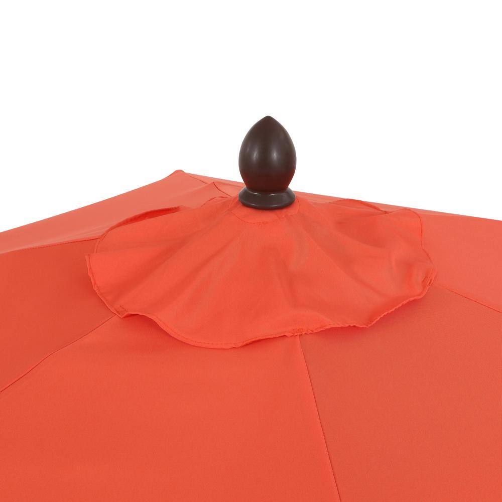 Collins 9 ft. Coral Red and Cream Tassel Patio Umbrella with Auto-Tilt