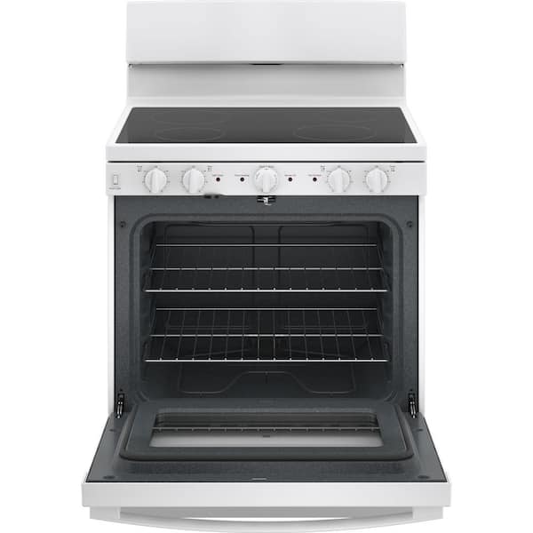 GE 27-in 4 Burners 3-cu ft Self-Cleaning Drop-In Electric Range (Black) in  the Single Oven Electric Ranges department at