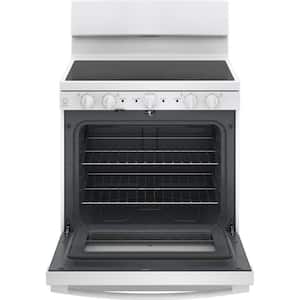 30 in. 4 Burner Element Free-Standing Electric Range with Self-Cleaning Oven in White