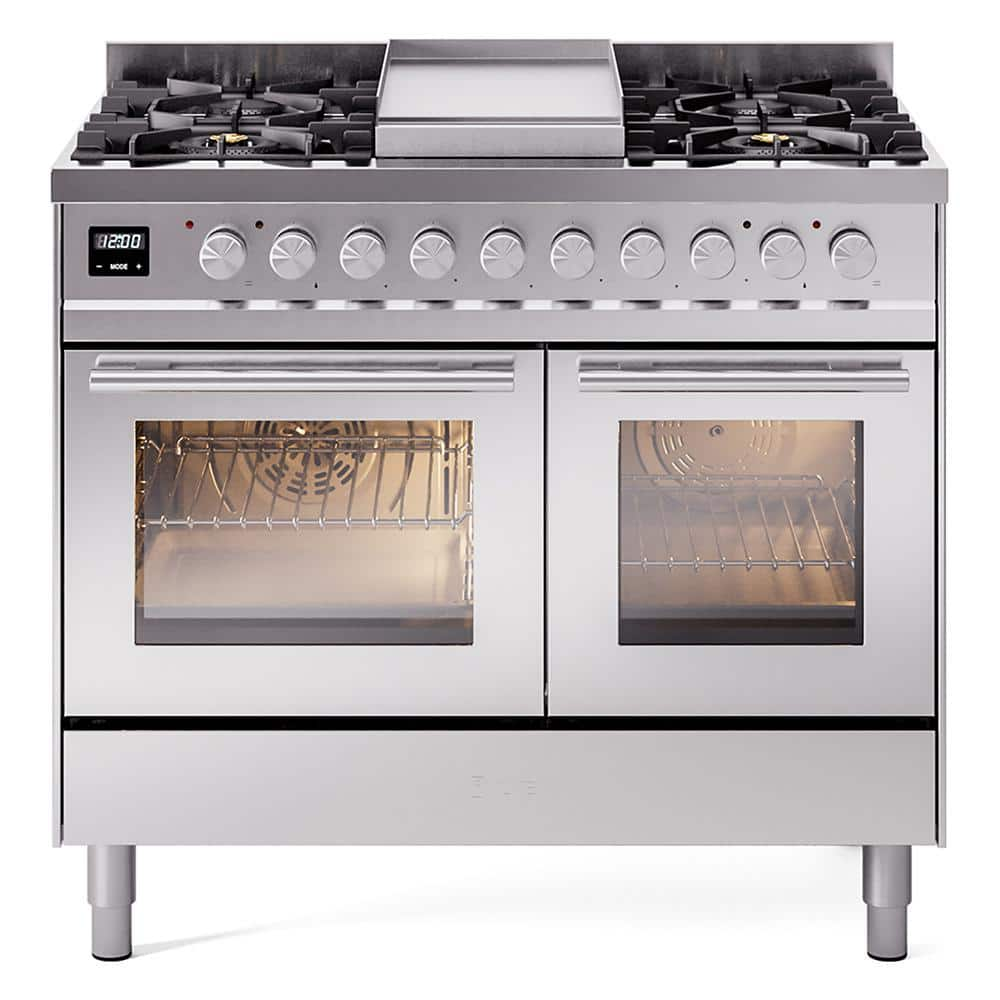 Professional Plus II 40 in. 6 Burner Freestanding Double Oven Dual Fuel Liquid Propane Range in Stainless Steel -  ILVE, UPD40FWMPSSLP