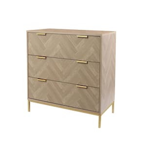 Modern 3-Drawer Natural Oak Chest Dresser Mid Century Organizer Bedroom Furniture 31.5 in. W x 15.75 in. Dx 29.53 in. H