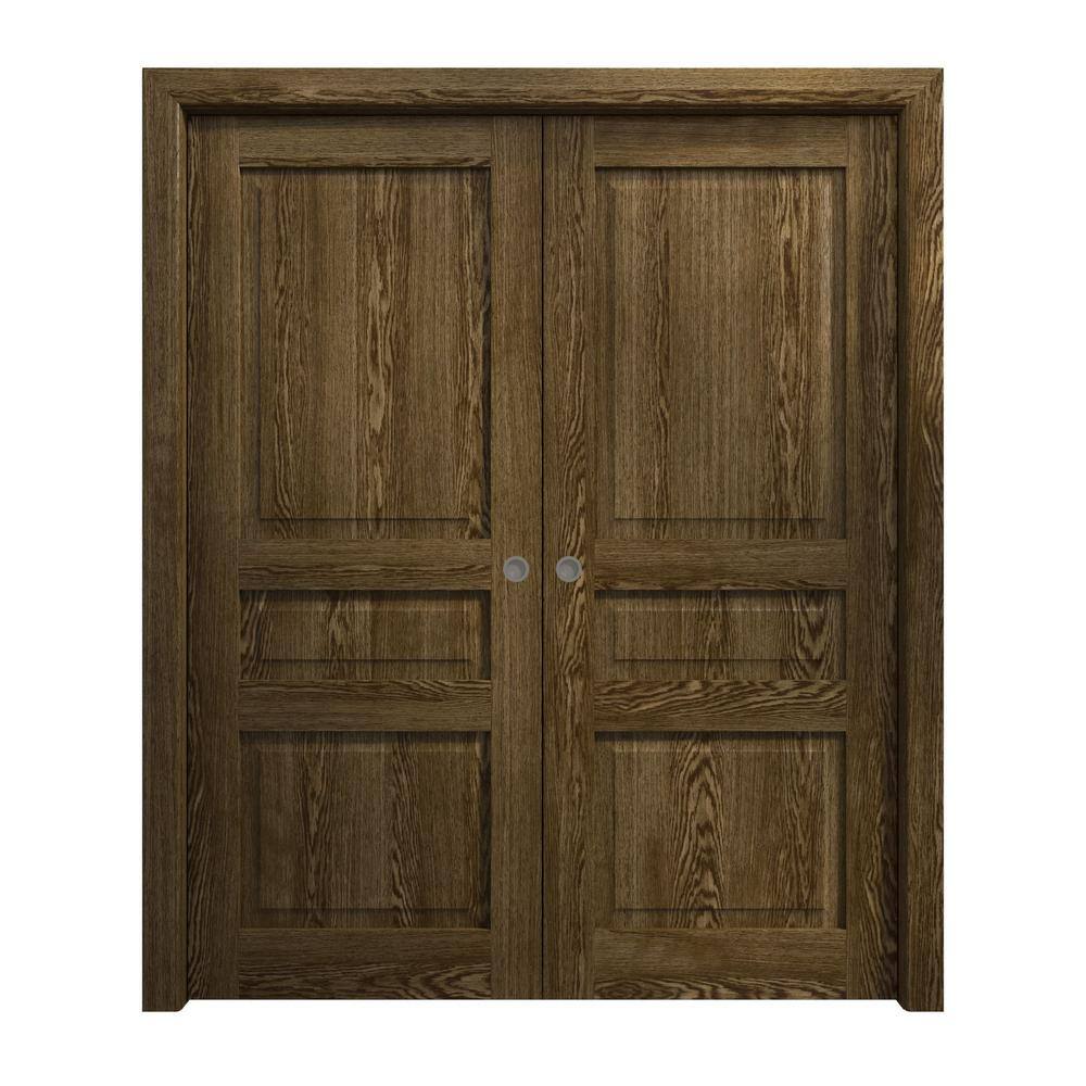 Classic Solid Pine Double Pocket Doors with Paneled Design