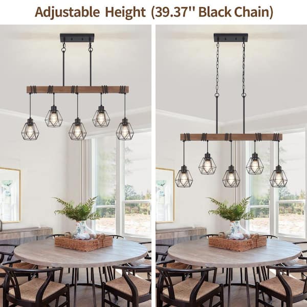 ZSMIHDOH 5-Light Rustic Farmhouse Metal and Wood Kitchen