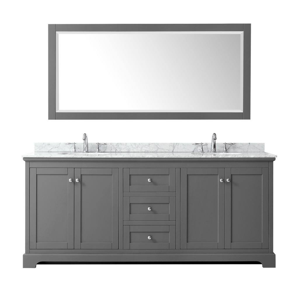 Avery 80" Dark Gray Double Bathroom Vanity with Marble Top