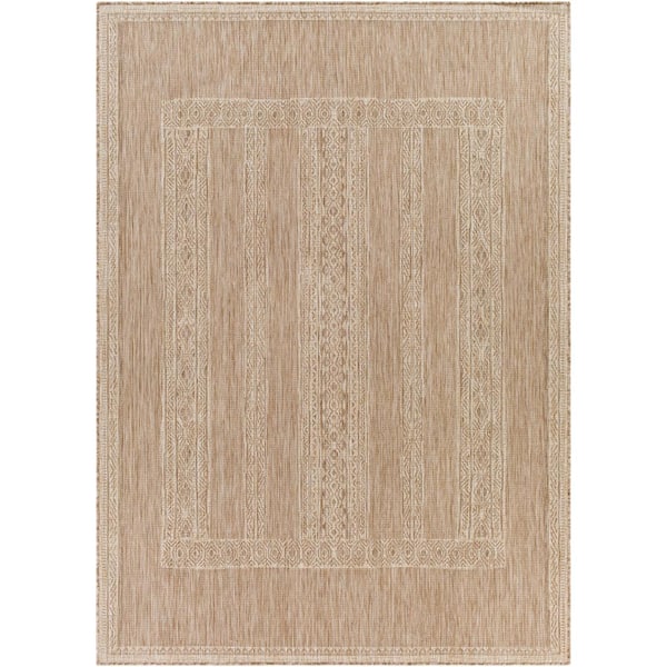 Livabliss Aldenshire Tan 5 ft. x 7 ft. Indoor/Outdoor Area Rug