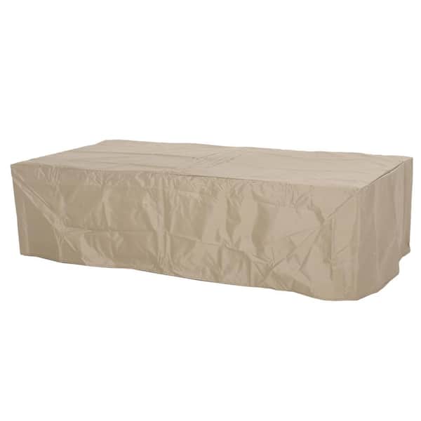 Noble House Andreson Light Gray Rectangular Stone Outdoor Patio Fire Pit Table (No Tank Holder)