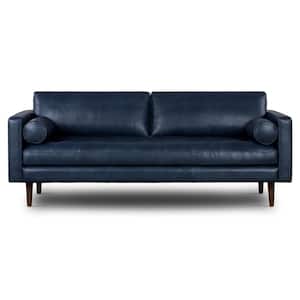 Napa 89 in. Square Arm 3-Seater Sofa in Midnight Blue
