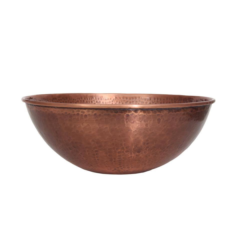 15.25'' Round Hammered Copper Vessel Sink