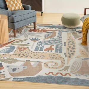 Astra Machine Washable Ivory 8 ft. x 10 ft. Graphic Contemporary Area Rug