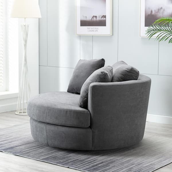 Kinwell Dark Gray Elegant Round Swivel Barrel Chair Wfhfsm 187c The Home Depot Kinwell Dark Gray Elegant Round Swivel, Round Swivel Chairs