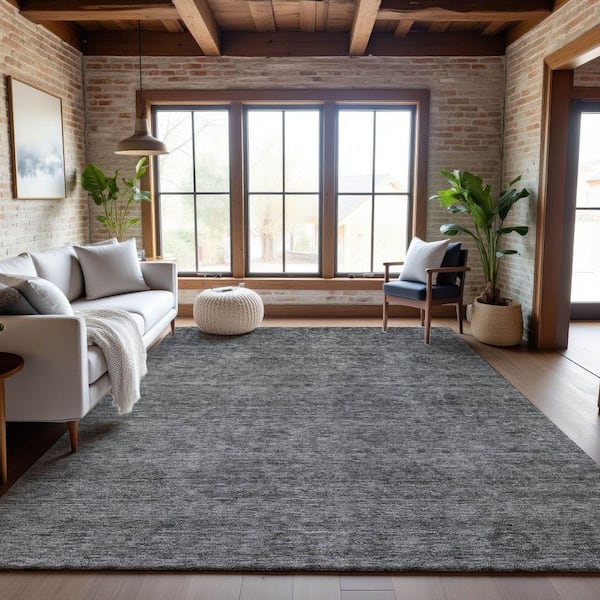 Mayfield Premium Machine Washable Abstract AMF1170 Gray 8 ft. x 10 ft. Area Rug