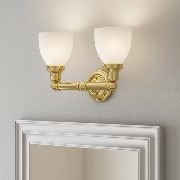 Polished Brass 2L Hallway Light Wall Lighting Sconce Livex Williamsburg 5122-02
