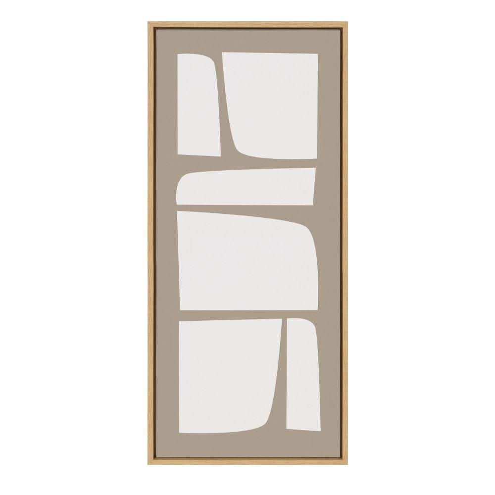 Neutral Abstract Shapes Canvas Wall Art with Natural Frame