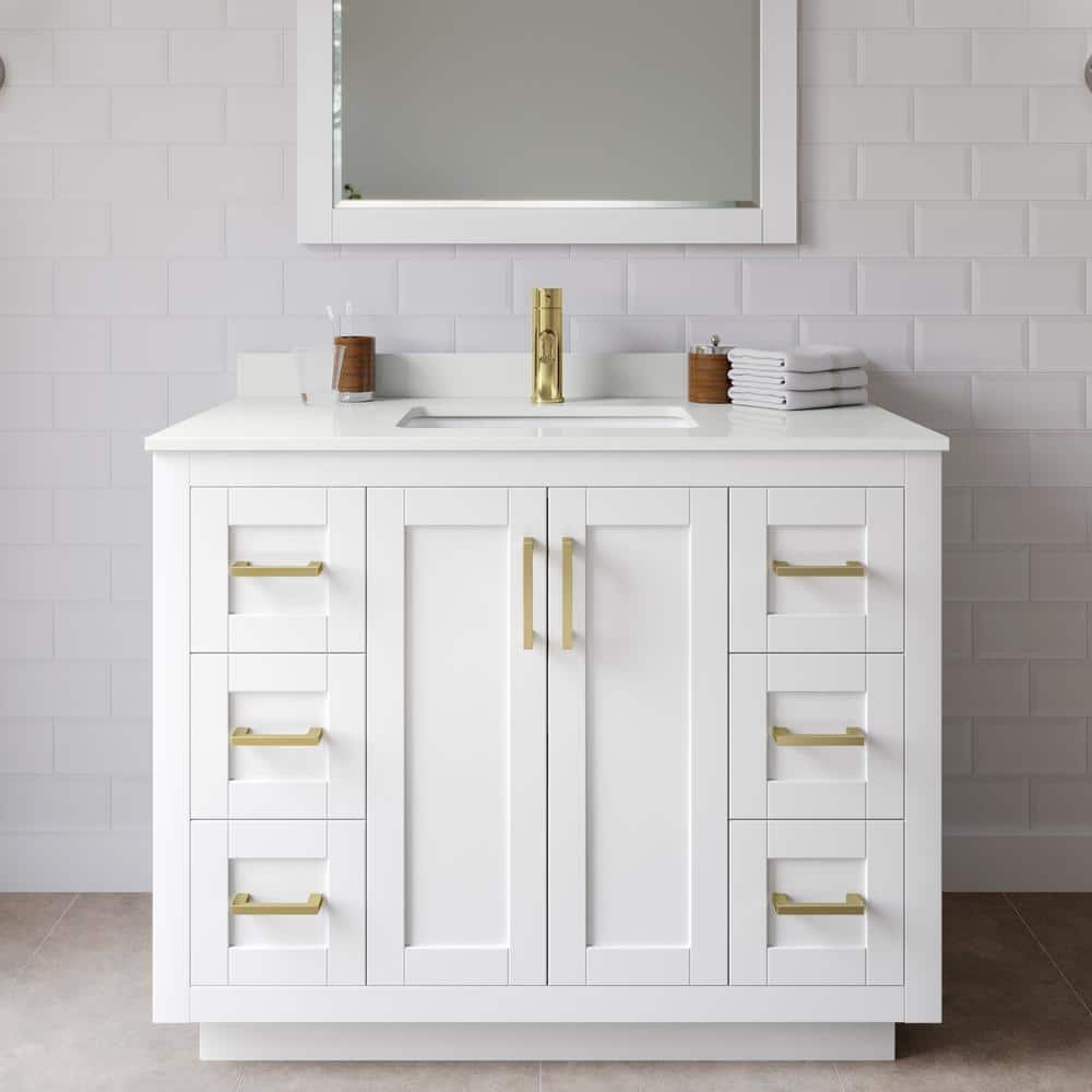 Miranda 42 in. W x 22 in. D x 33.75 in. H Single Bath Vanity in White with White Quartz Top price history on PriceWatchPro