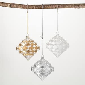 4.5 in. Faceted Drop Ornament - Set of 3, Multicolored Christmas Ornaments