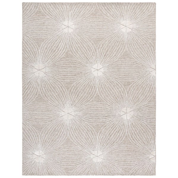 Glamour 8 ft. x 10 ft. Beige/Ivory Geometric Floral Burst Area Rug