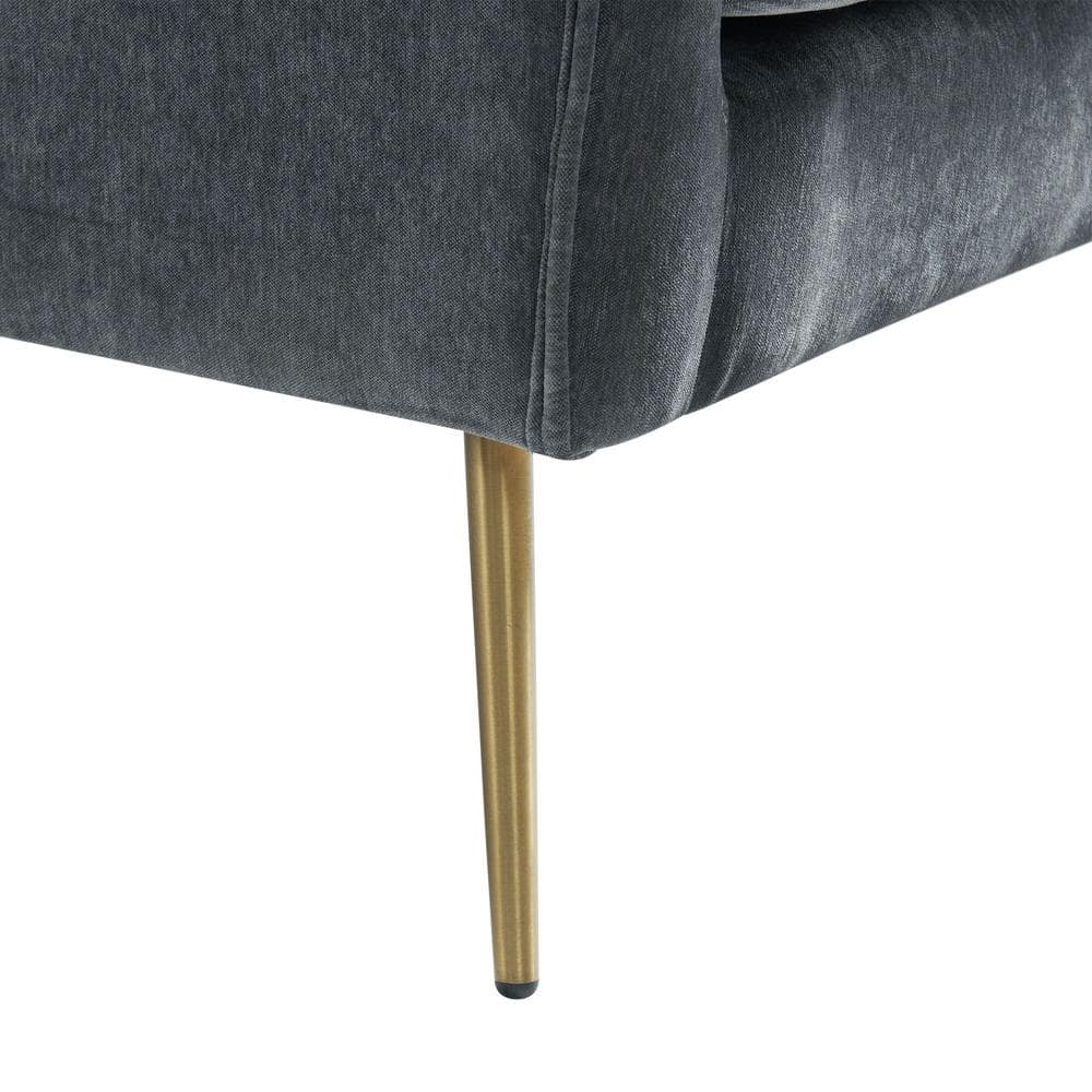 Mid-Century Modern Gray Accent Chair with Gold Legs